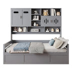 All-in-one Bookcase Captains Daybed with Hydraulic Storage Bed