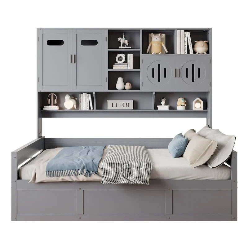 All-in-one Bookcase Captains Daybed with Hydraulic Storage Bed