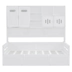 All-in-one Bookcase Captains Daybed with Hydraulic Storage Bed