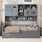 All-in-one Bookcase Captains Daybed with Hydraulic Storage Bed