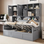 All-in-one Bookcase Captains Daybed with Hydraulic Storage Bed