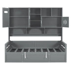All-in-one Bookcase Captains Daybed with Hydraulic Storage Bed