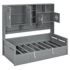 All-in-one Bookcase Captains Daybed with Hydraulic Storage Bed