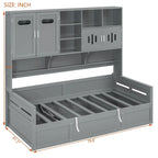 All-in-one Bookcase Captains Daybed with Hydraulic Storage Bed