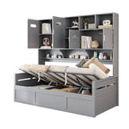 All-in-one Bookcase Captains Daybed with Hydraulic Storage Bed