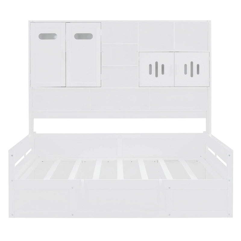 All-in-one Bookcase Captains Daybed with Hydraulic Storage Bed