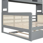 Large Bookcase Daybed Wooden Bed with Trundle and Top Storage Cabinet