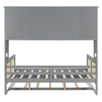 Large Bookcase Daybed Wooden Bed with Trundle and Top Storage Cabinet