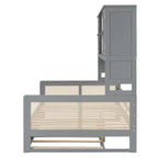 Large Bookcase Daybed Wooden Bed with Trundle and Top Storage Cabinet