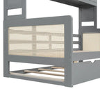 Large Bookcase Daybed Wooden Bed with Trundle and Top Storage Cabinet