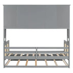 Large Bookcase Daybed Wooden Bed with Trundle and Top Storage Cabinet