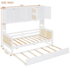 Large Bookcase Daybed Wooden Bed with Trundle and Top Storage Cabinet