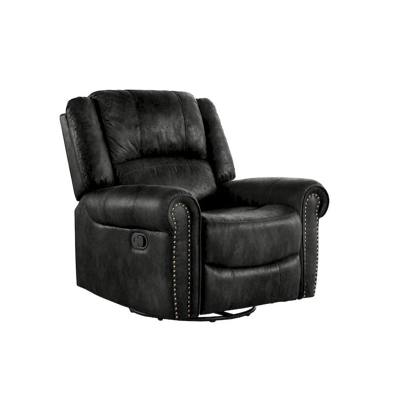 Monroe Polished Microfiber Nailhead Swivel Glider Recliner by  Classic