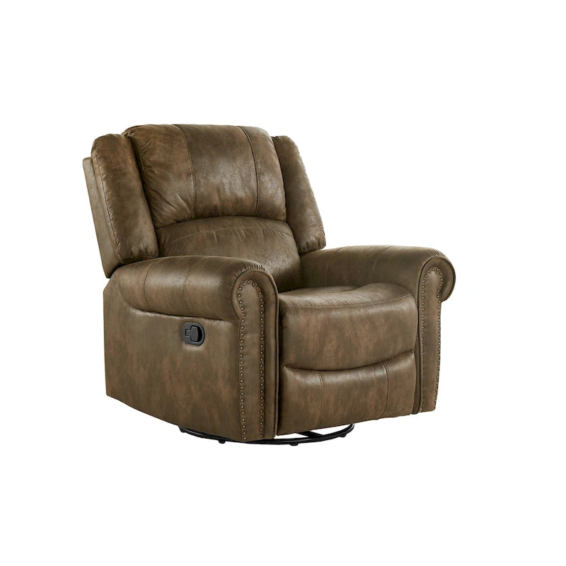 Monroe Polished Microfiber Nailhead Swivel Glider Recliner by  Classic