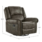 Monroe Polished Microfiber Nailhead Swivel Glider Recliner by  Classic