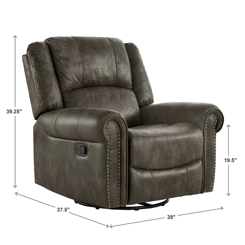 Monroe Polished Microfiber Nailhead Swivel Glider Recliner by  Classic