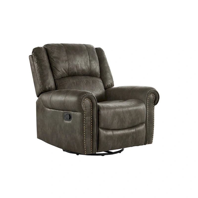 Monroe Polished Microfiber Nailhead Swivel Glider Recliner by  Classic