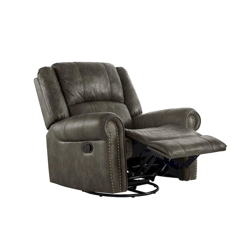 Monroe Polished Microfiber Nailhead Swivel Glider Recliner by  Classic