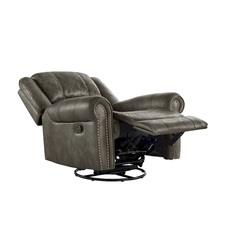 Monroe Polished Microfiber Nailhead Swivel Glider Recliner by  Classic