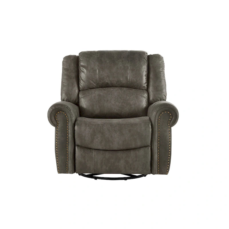 Monroe Polished Microfiber Nailhead Swivel Glider Recliner by  Classic