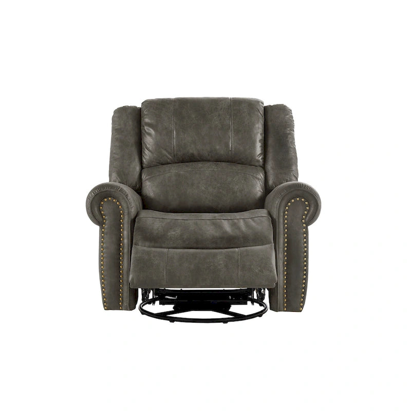 Monroe Polished Microfiber Nailhead Swivel Glider Recliner by  Classic
