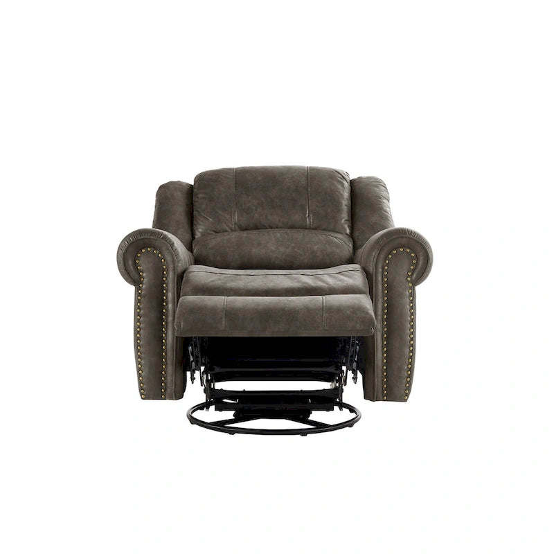 Monroe Polished Microfiber Nailhead Swivel Glider Recliner by  Classic