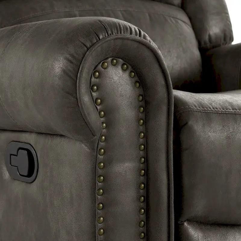 Monroe Polished Microfiber Nailhead Swivel Glider Recliner by  Classic