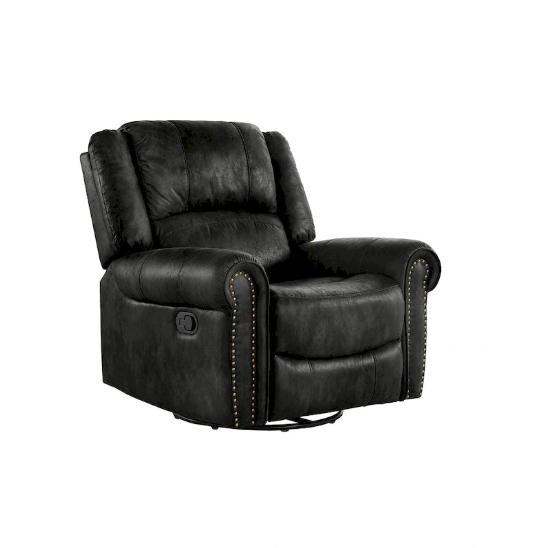 Monroe Polished Microfiber Nailhead Swivel Glider Recliner by  Classic