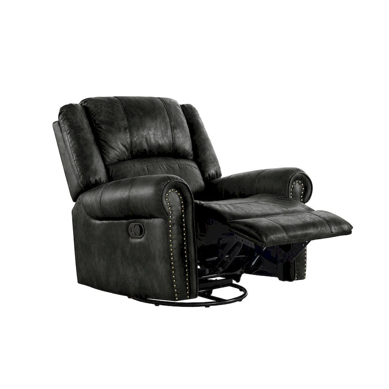 Monroe Polished Microfiber Nailhead Swivel Glider Recliner by  Classic
