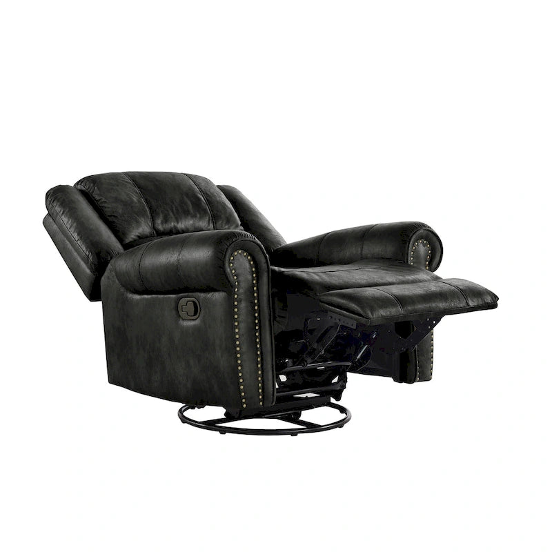 Monroe Polished Microfiber Nailhead Swivel Glider Recliner by  Classic