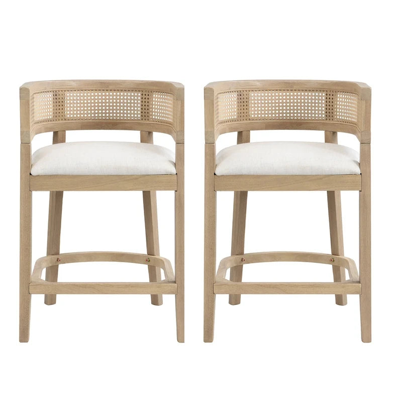 - Noweta Wood Counter Stool with Arms Set of 2