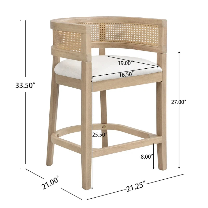 - Noweta Wood Counter Stool with Arms Set of 2