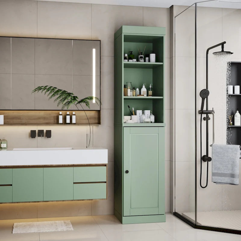 Palace Imports 100% Solid Wood 16.5 Bathroom Storage Cabinet with Solid Doors and Adjustable Shelves