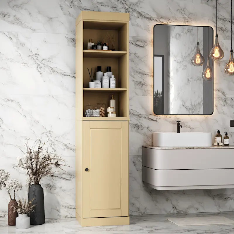 Palace Imports 100% Solid Wood 16.5 Bathroom Storage Cabinet with Solid Doors and Adjustable Shelves