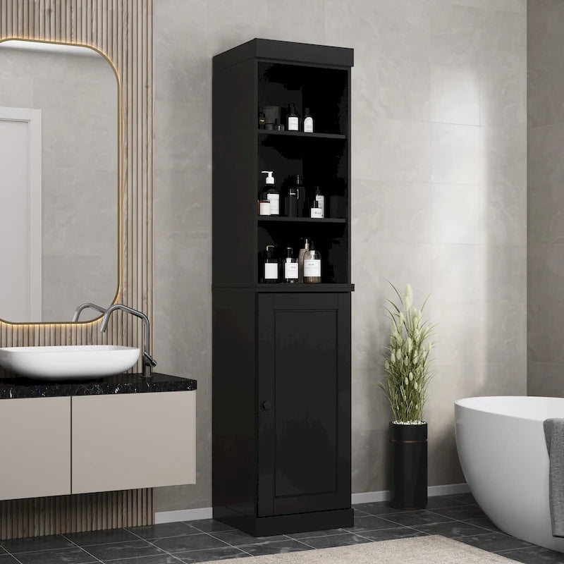 Palace Imports 100% Solid Wood 16.5 Bathroom Storage Cabinet with Solid Doors and Adjustable Shelves