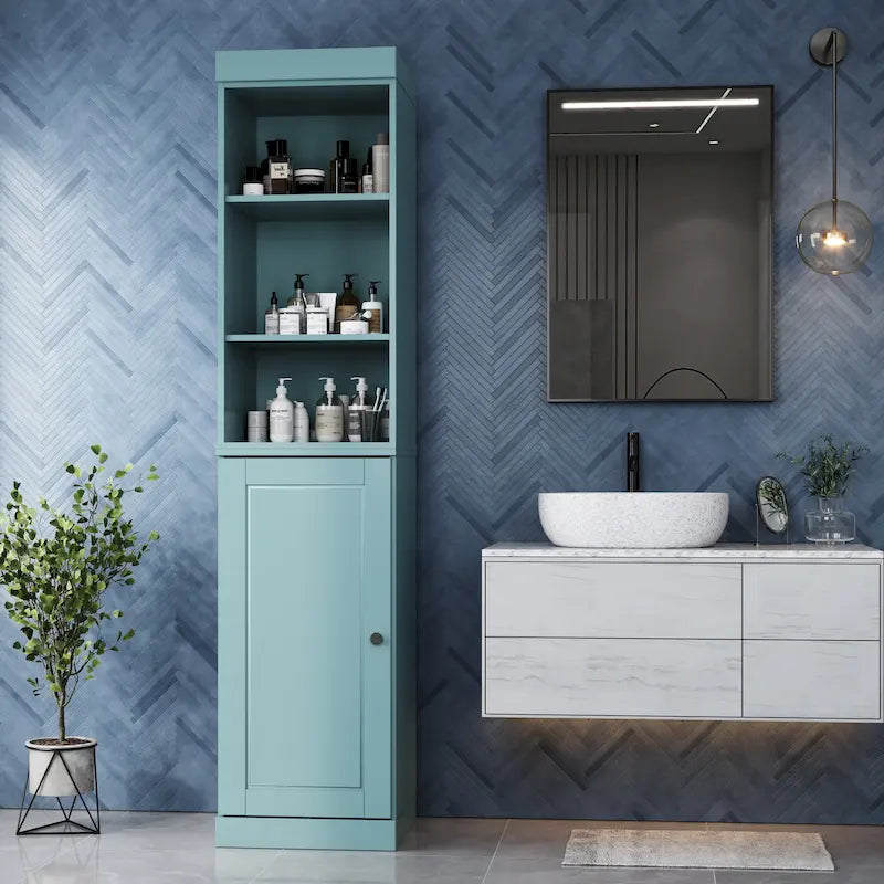 Palace Imports 100% Solid Wood 16.5 Bathroom Storage Cabinet with Solid Doors and Adjustable Shelves