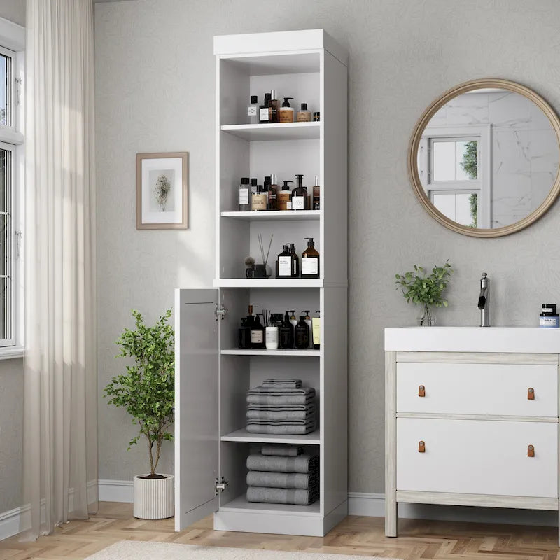 Palace Imports 100% Solid Wood 16.5 Bathroom Storage Cabinet with Solid Doors and Adjustable Shelves