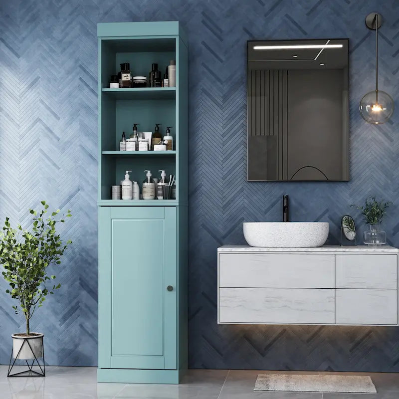 Palace Imports 100% Solid Wood 16.5 Bathroom Storage Cabinet with Solid Doors and Adjustable Shelves