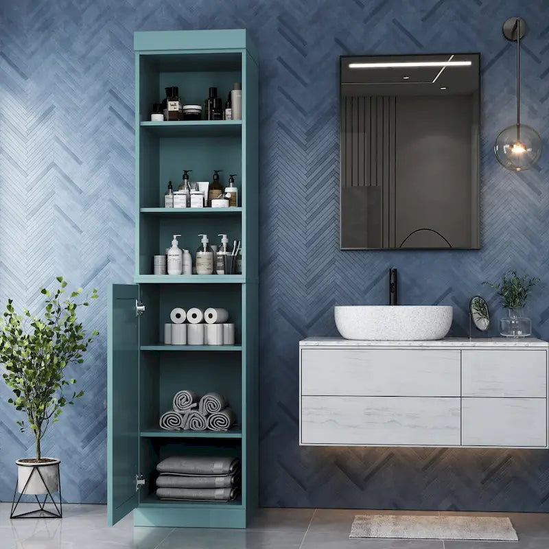 Palace Imports 100% Solid Wood 16.5 Bathroom Storage Cabinet with Solid Doors and Adjustable Shelves