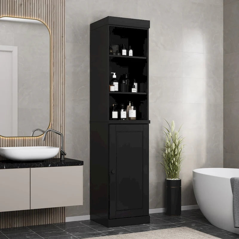 Palace Imports 100% Solid Wood 16.5 Bathroom Storage Cabinet with Solid Doors and Adjustable Shelves