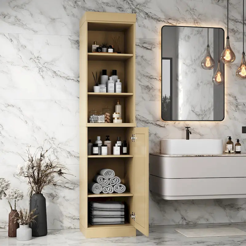 Palace Imports 100% Solid Wood 16.5 Bathroom Storage Cabinet with Solid Doors and Adjustable Shelves