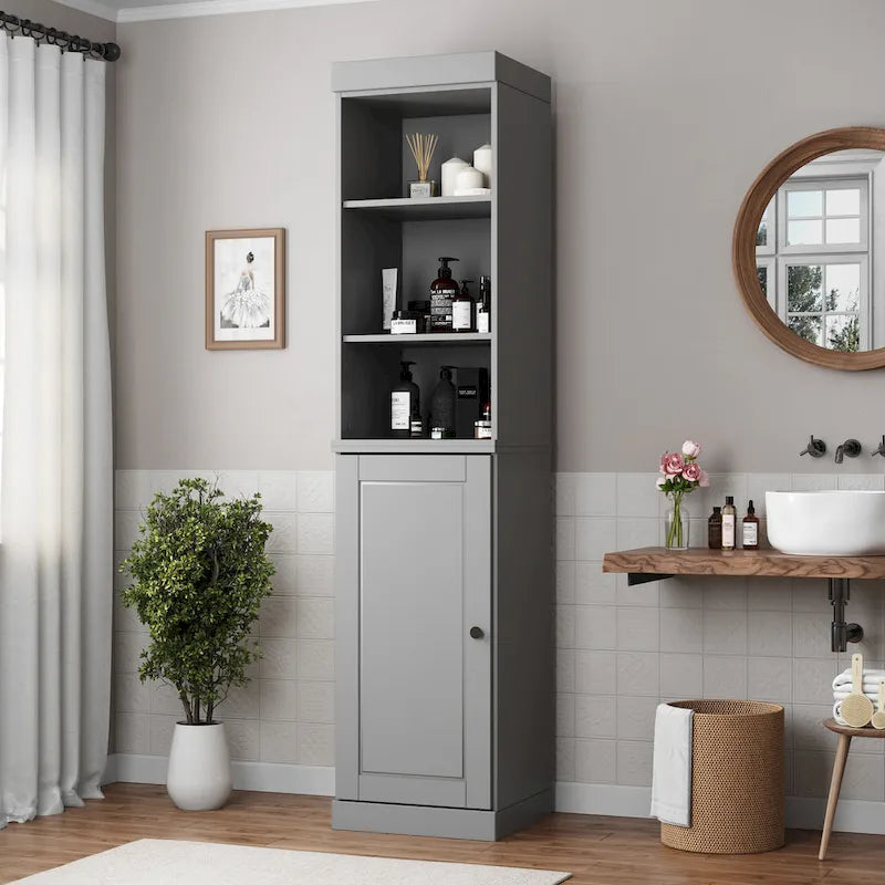 Palace Imports 100% Solid Wood 16.5 Bathroom Storage Cabinet with Solid Doors and Adjustable Shelves