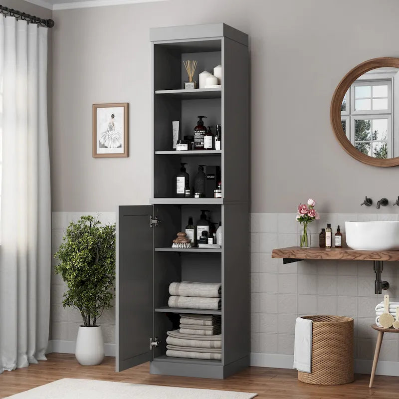 Palace Imports 100% Solid Wood 16.5 Bathroom Storage Cabinet with Solid Doors and Adjustable Shelves