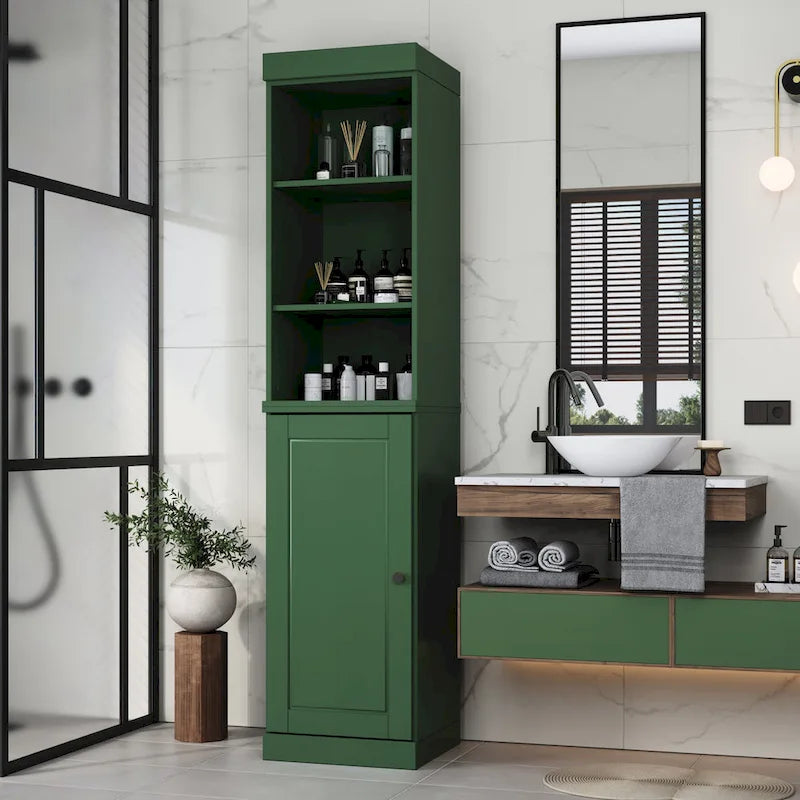 Palace Imports 100% Solid Wood 16.5 Bathroom Storage Cabinet with Solid Doors and Adjustable Shelves
