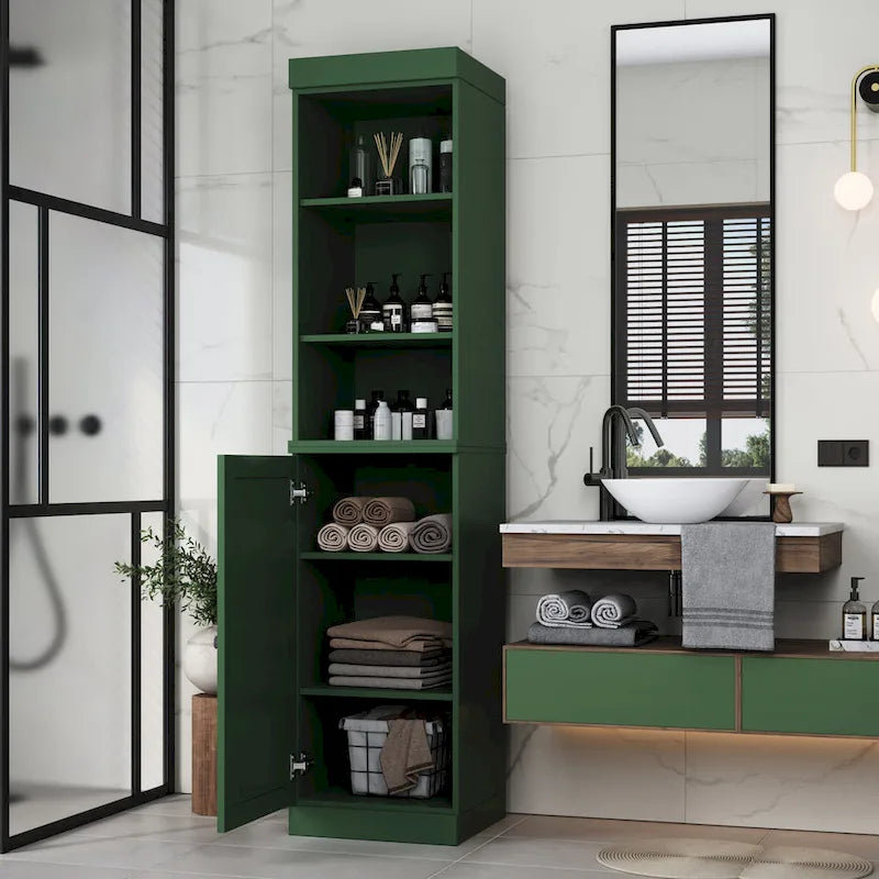 Palace Imports 100% Solid Wood 16.5 Bathroom Storage Cabinet with Solid Doors and Adjustable Shelves