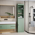 Palace Imports 100% Solid Wood 16.5 Bathroom Storage Cabinet with Solid Doors and Adjustable Shelves