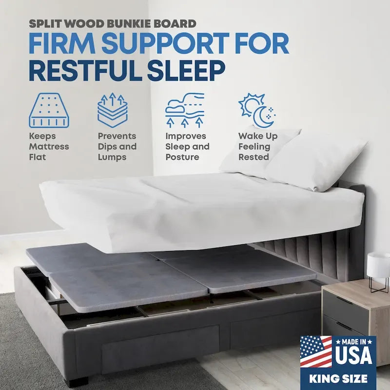 1.5 Split Wood Bunkie Board, Fully Assembled, Fabric Ventilation Cover - Replaces Wooden Slats or Box Spring for Bed Frames