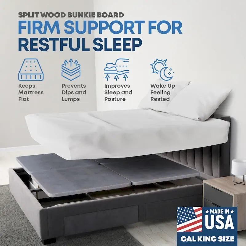 1.5 Split Wood Bunkie Board, Fully Assembled, Fabric Ventilation Cover - Replaces Wooden Slats or Box Spring for Bed Frames