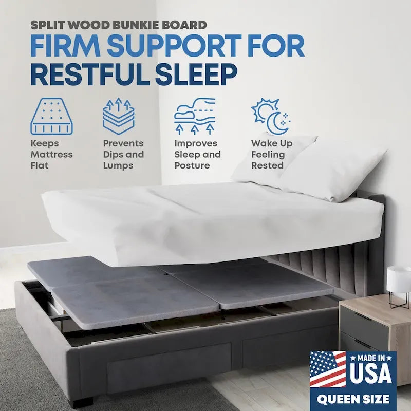 1.5 Split Wood Bunkie Board, Fully Assembled, Fabric Ventilation Cover - Replaces Wooden Slats or Box Spring for Bed Frames