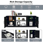 TV Stand 58 Console Center W/ 2 Cabinets for 65 TV Black - 58 inches